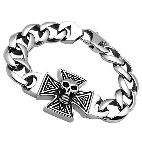 Tk564 - High Polished (No Plating) Stainless Steel Bracelet With No Stone - 8.5"