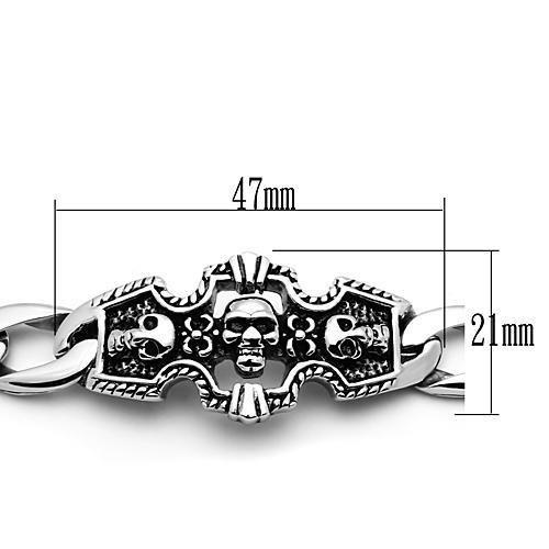 Tk567 - High Polished (No Plating) Stainless Steel Bracelet With No Stone - 8.25"