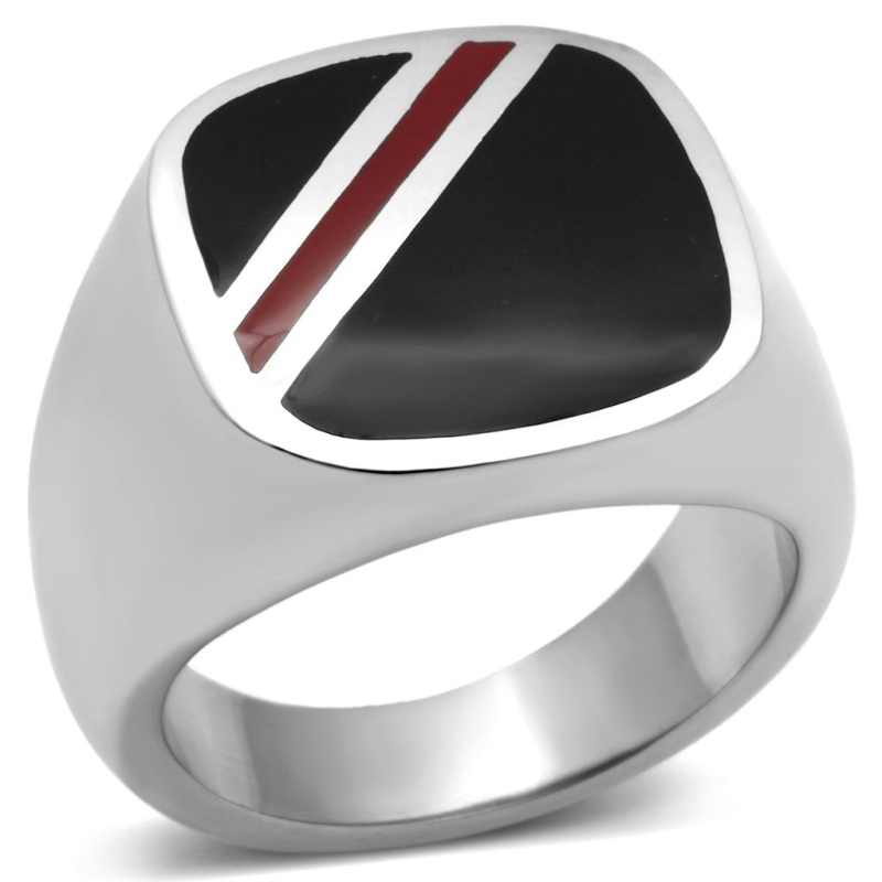 Tk602 - High Polished (No Plating) Stainless Steel Ring With Epoxy In Multi Color