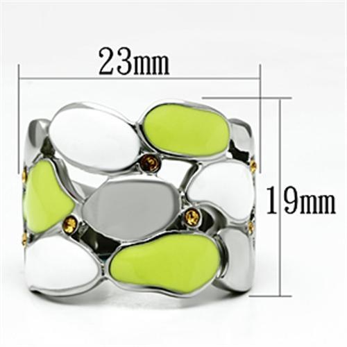 Tk693 - High Polished (No Plating) Stainless Steel Ring With Top Grade Crystal In Topaz