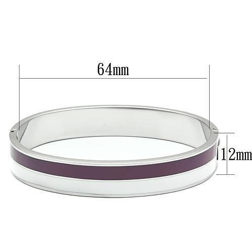 Tk790 - High Polished (No Plating) Stainless Steel Bangle With Epoxy In Multi Color - 8"