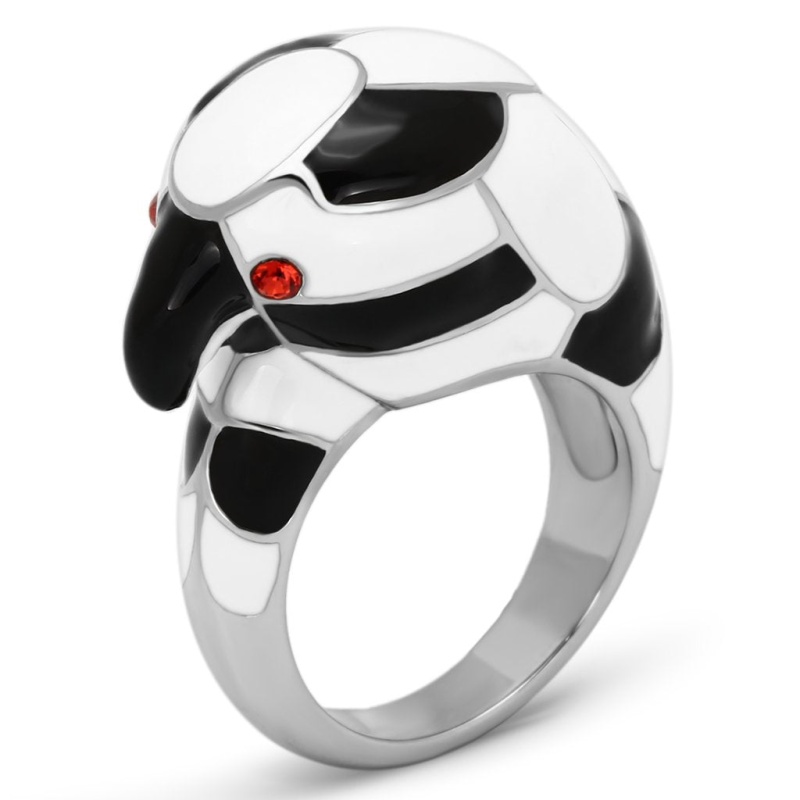 Tk806 - High Polished (No Plating) Stainless Steel Ring With Top Grade Crystal In Orange