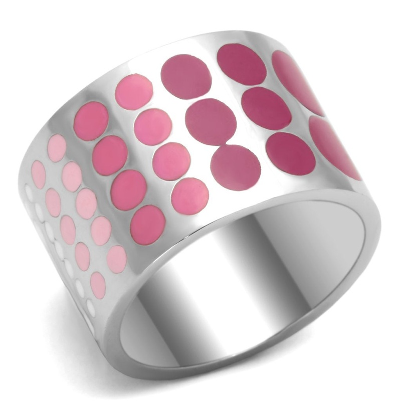Tk820 - High Polished (No Plating) Stainless Steel Ring With Epoxy In Multi Color