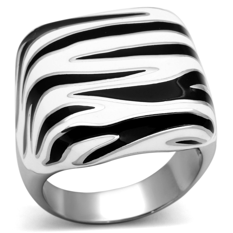 Tk848 - High Polished (No Plating) Stainless Steel Ring With Epoxy In Multi Color