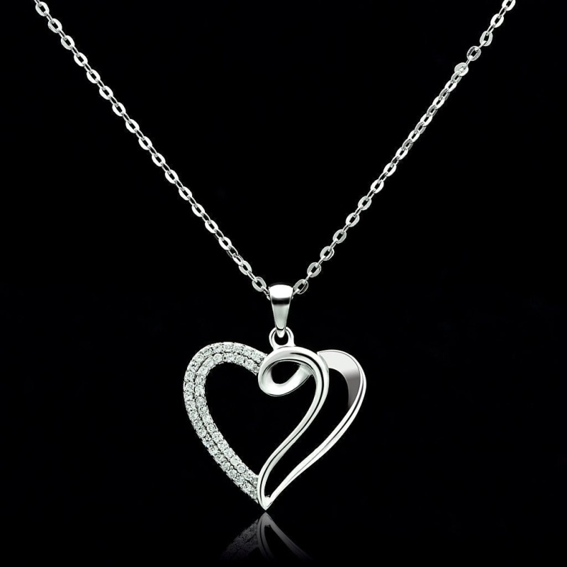 Ts035 - Rhodium 925 Sterling Silver Necklace With Aaa Grade Cz In Clear - 16"