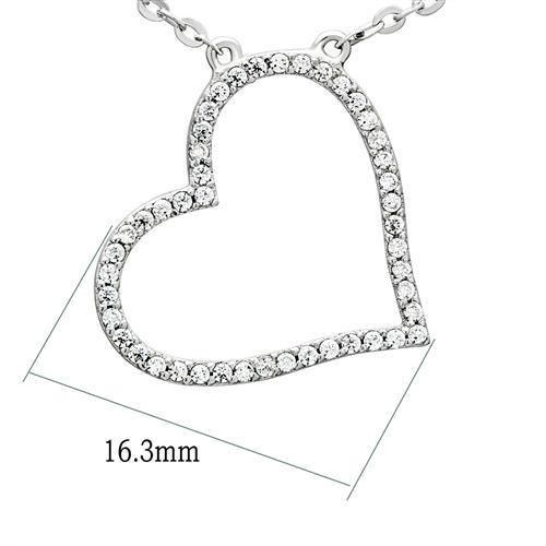 Ts039 - Rhodium 925 Sterling Silver Chain Pendant With Aaa Grade Cz In Clear - 16"