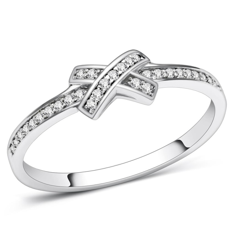 Ts075 - Rhodium 925 Sterling Silver Ring With Aaa Grade Cz In Clear
