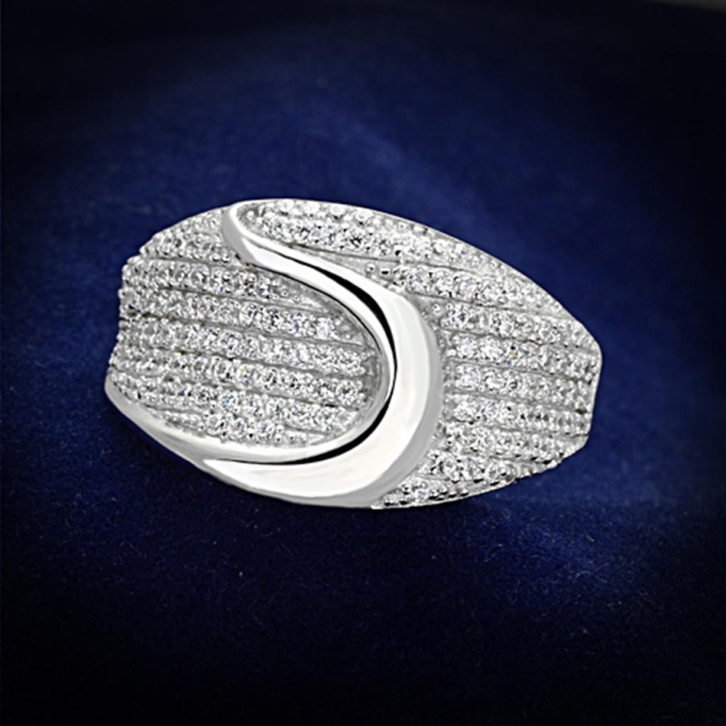 Ts148 - Rhodium 925 Sterling Silver Ring With Aaa Grade Cz In Clear
