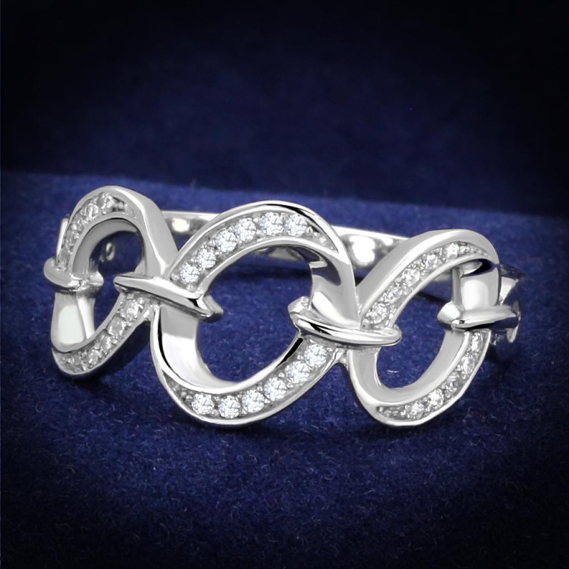 Ts212 - Rhodium 925 Sterling Silver Ring With Aaa Grade Cz In Clear