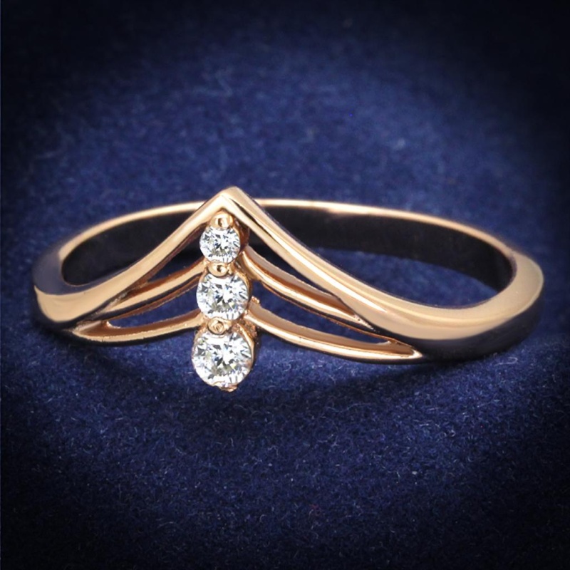 Ts283 - Rose Gold 925 Sterling Silver Ring With Aaa Grade Cz In Clear