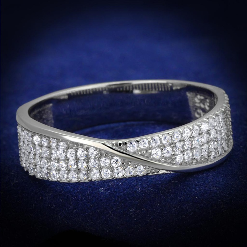 Ts373 - Rhodium 925 Sterling Silver Ring With Aaa Grade Cz In Clear