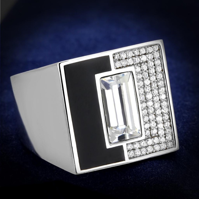 Ts388 - Rhodium 925 Sterling Silver Ring With Top Grade Crystal In Clear