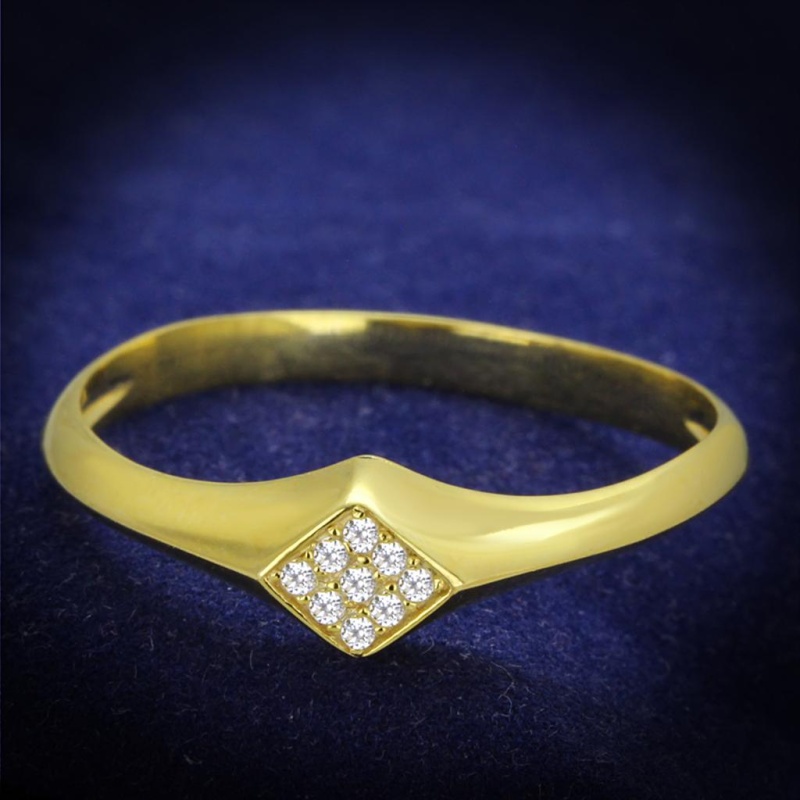 Ts406 - Gold 925 Sterling Silver Ring With Aaa Grade Cz In Clear