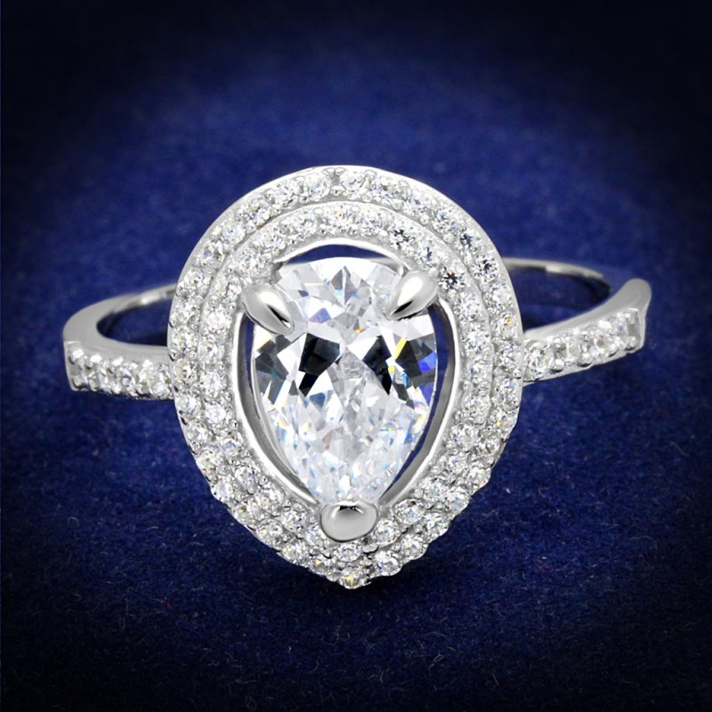 Ts414 - Rhodium 925 Sterling Silver Ring With Aaa Grade Cz In Clear