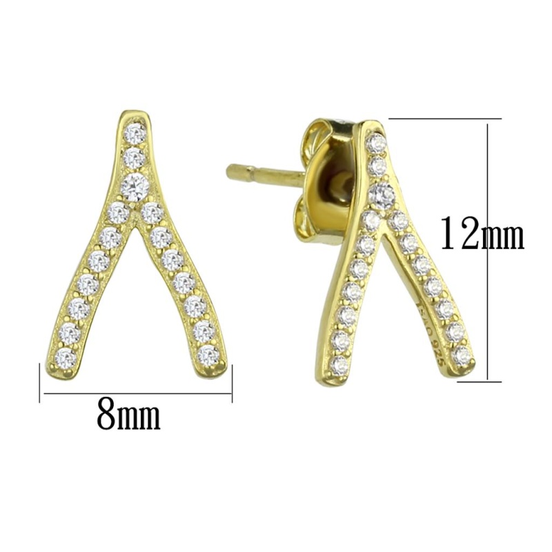 Gold 925 Sterling Silver Earrings With Aaa Grade Cz In Clear