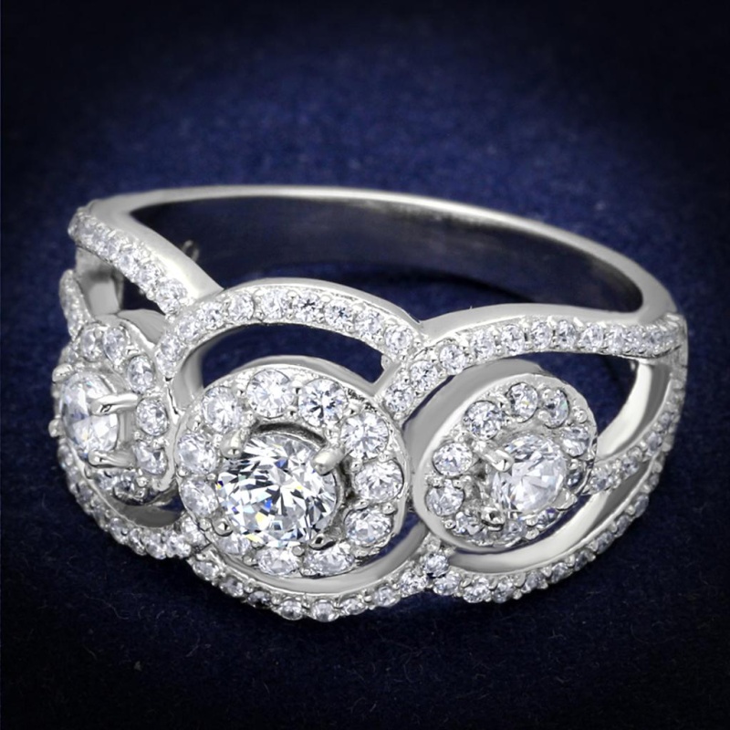 Ts468 - Rhodium 925 Sterling Silver Ring With Aaa Grade Cz In Clear