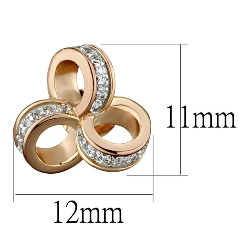 Rose Gold + Rhodium 925 Sterling Silver Earrings With Aaa Grade Cz In Clear
