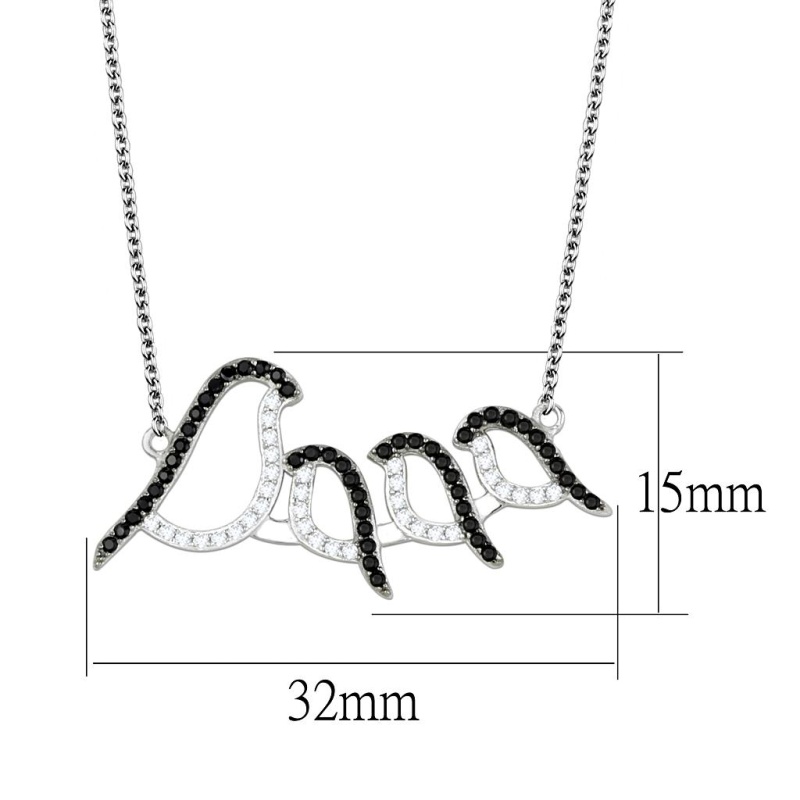Ts564 - Rhodium + Ruthenium 925 Sterling Silver Chain Pendant With Aaa Grade Cz In Clear - 16"