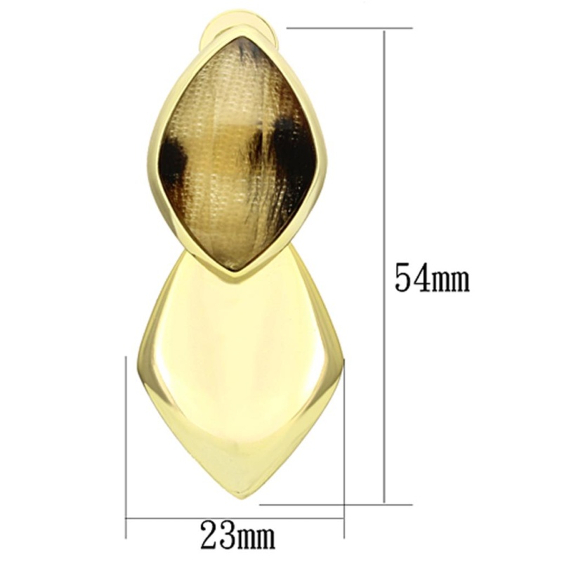 Ip Gold(Ion Plating) Brass Earrings With Synthetic Synthetic Stone In Animal Pattern