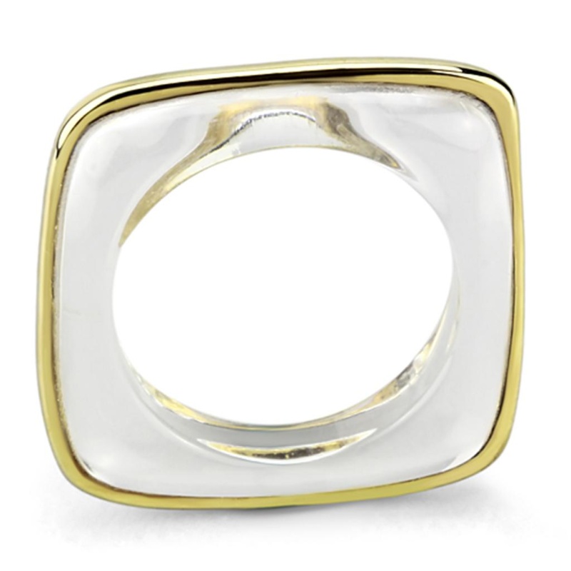 Vl081 - Ip Gold(Ion Plating) Brass Ring With Synthetic Synthetic Stone In Clear