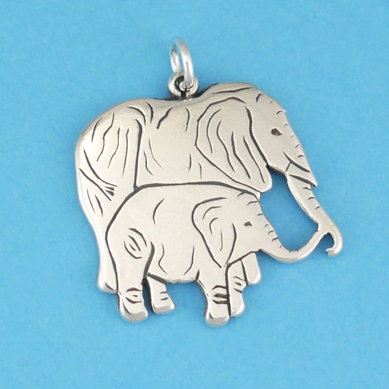 Elephant Mama And Baby Pendant