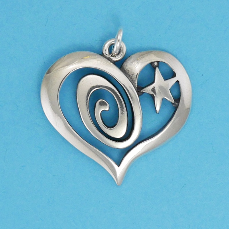 Swirl And Star Heart Pendant