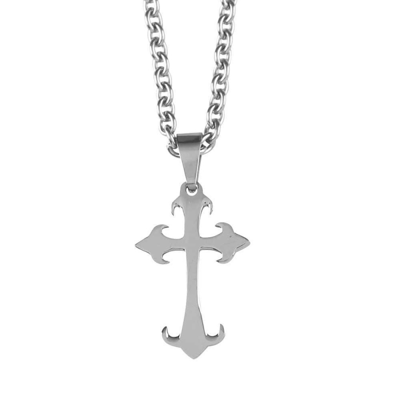 Nk Lg Budded Cross Stnl Stl 24" Chain