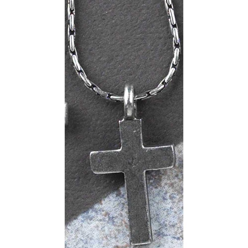 Necklace Pewter Box Cross 21In Chain