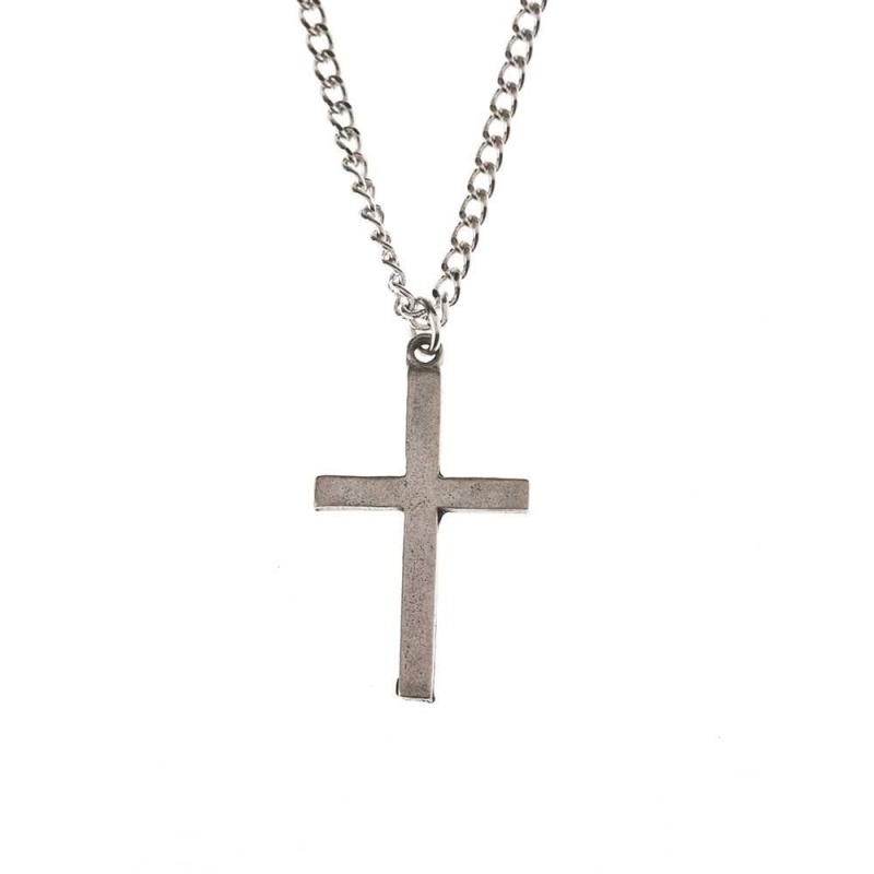 Necklace Pewter Box Cross 24In Chain