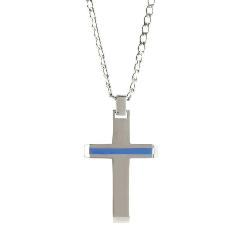 Necklace 24In Policeman Cross Stainless