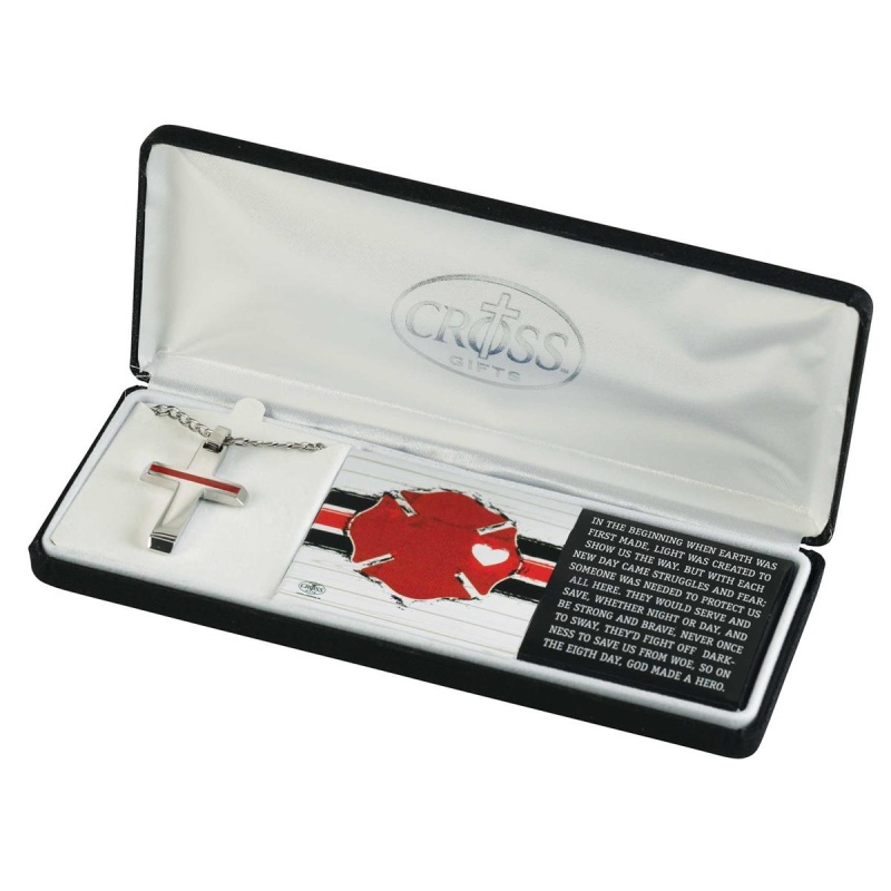 Necklace Fireman Cross Stainless Steel