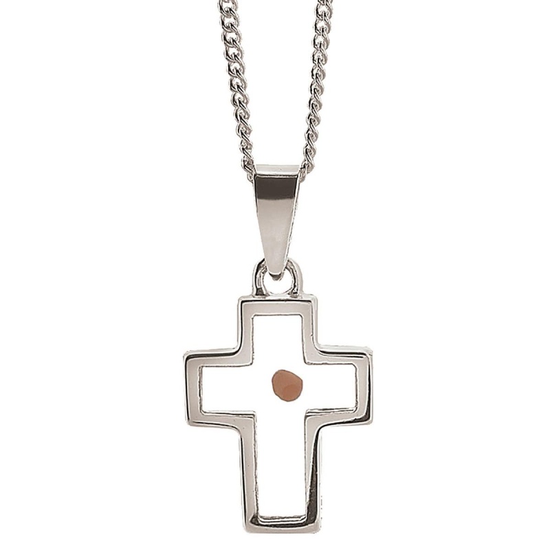 Necklace 18 Chain Mustard Seed Box Cross