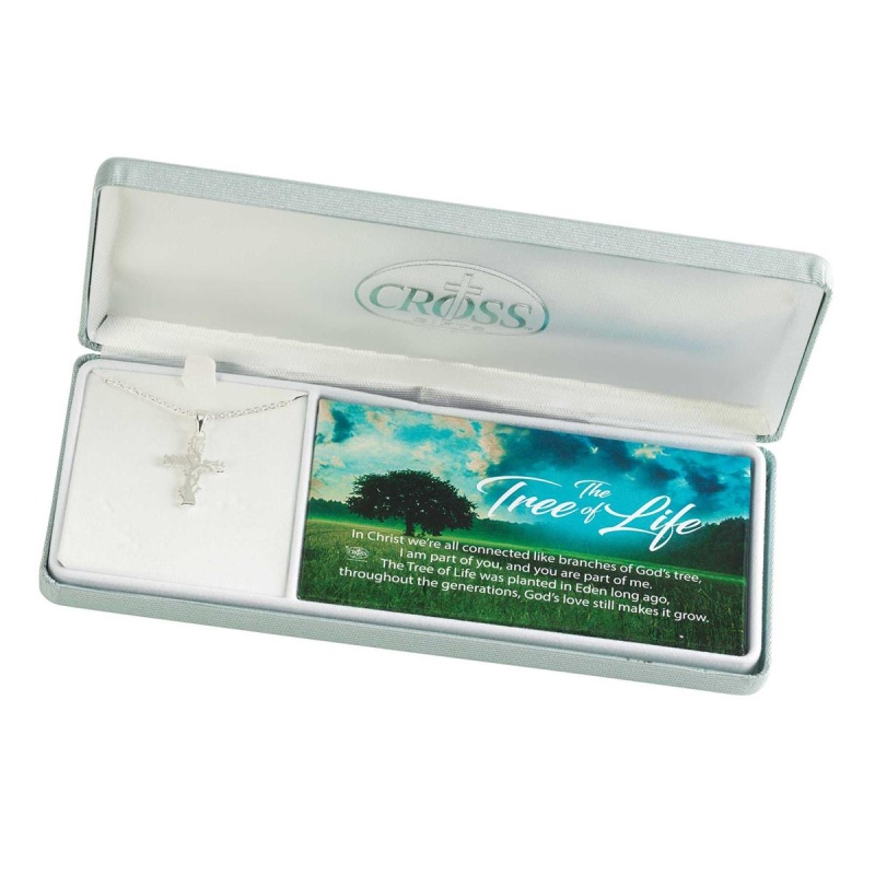 Necklace Tree Of Life Cross 18In