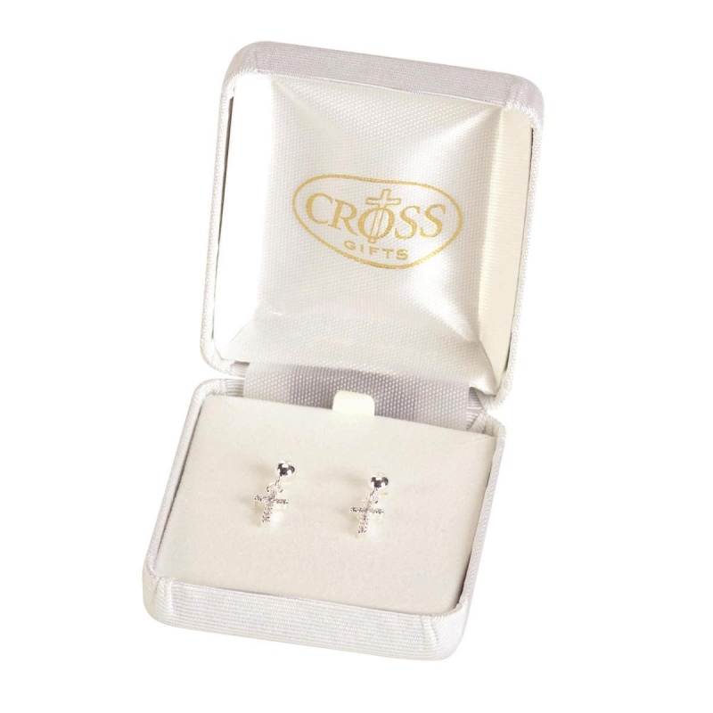Earrings Cross On Sterling Silver Posts