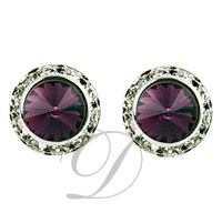 11Mm Rondelle With Rivoli Button Earrings - Pair