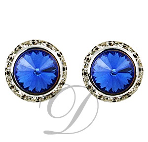 11Mm Rondelle With Rivoli Button Earrings - Pair