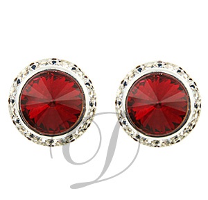 16Mm Rondelle With Rivoli Button Earrings - Pair