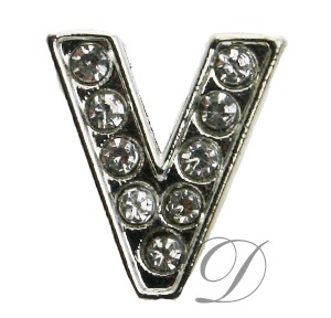 "V" Rhinestone Charm