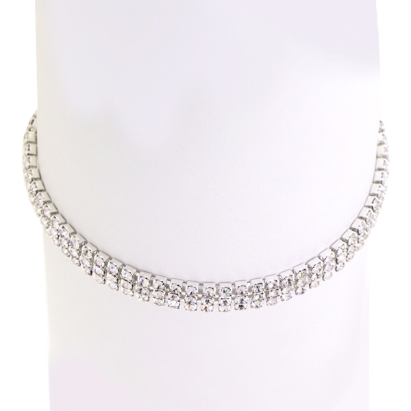 3 Row Tennis Bracelet, Crystal/Silver