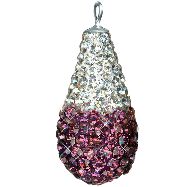 Game Time Bling 11X22mm Teardrop W/Sterling Silver Loop - Amethyst/Crystal