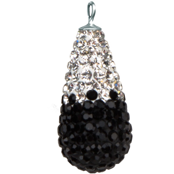 Game Time Bling 11X22mm Teardrop W/Sterling Silver Loop - Jet/Crystal
