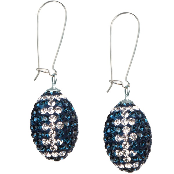 Game Time Bling Football Earrings - Montana/Crystal - Sold By The Pair - Pair