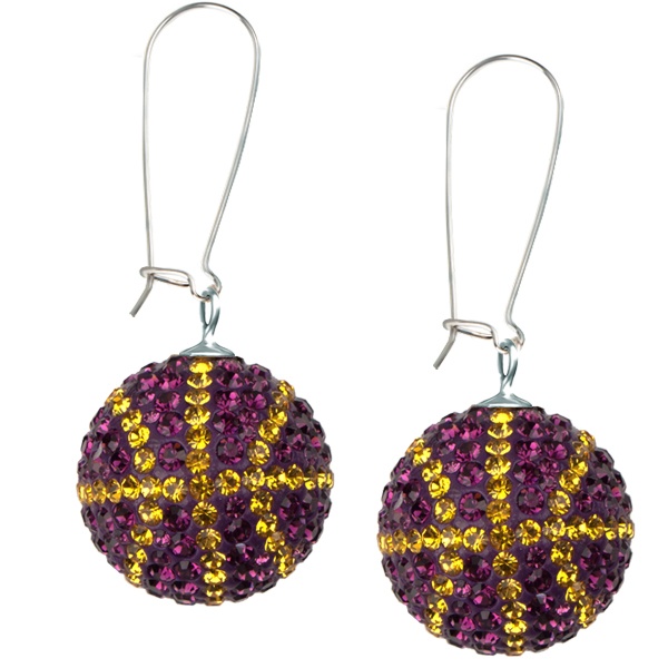 Game Time Bling Basketball Earrings - Amethyst/Topaz - Sold By The Pair - Pair