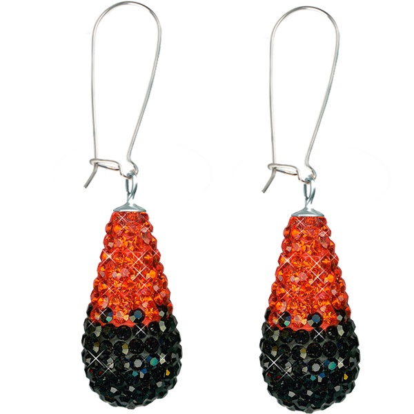 Game Time Bling 11X22mm Teardrop Earrings - Hyacinth/Jet - Sold By The Pair - Pair