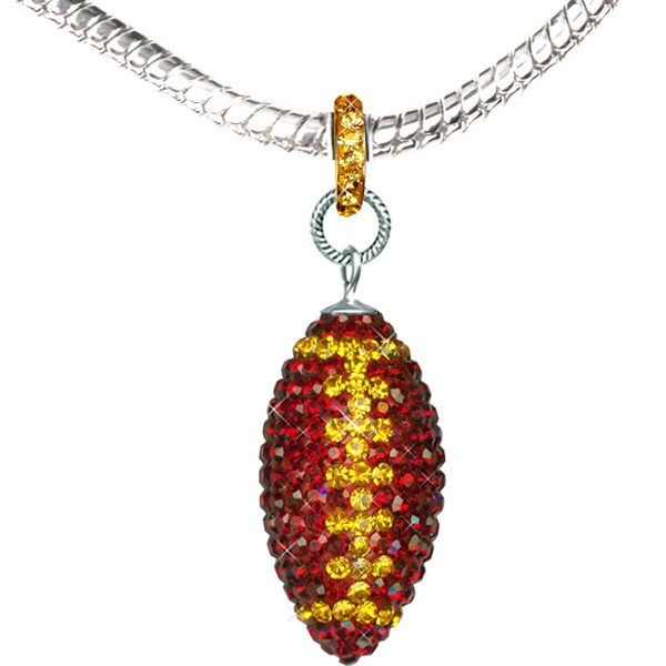 Game Time Bling Large Football Necklace - 18" - Siam/Topaz