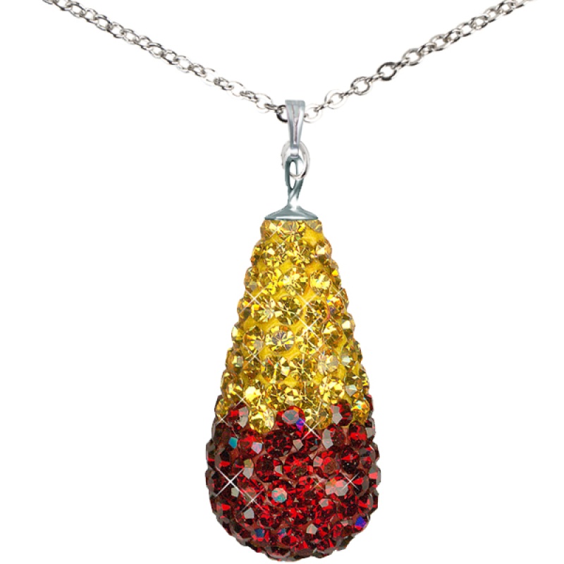 Game Time Bling 11X22mm Teardrop Necklace - 18" - Siam/Topaz