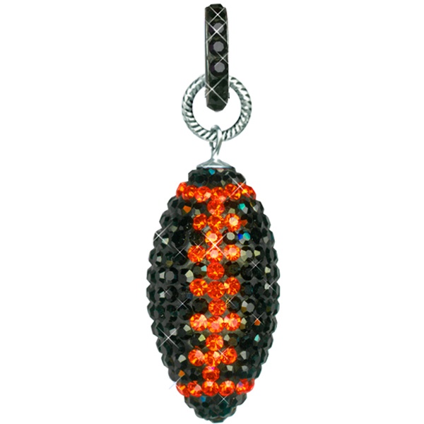 Game Time Bling Large Football Pendant With Pave Ring - Jet/Hyacinth