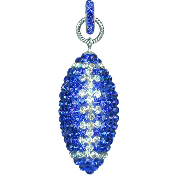 Game Time Bling Large Football Pendant With Pave Ring - Sapphire/Crystal