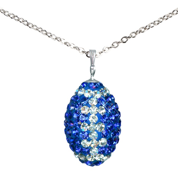 Game Time Bling Mini Football Necklace - 18" - Sapphire/Crystal