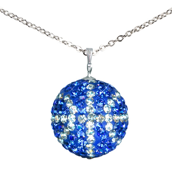 Game Time Bling Mini Basketball Necklace - Sapphire/Crystal